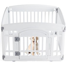 Expandable 4-Panel Plastic Dog Playpen for Medium Dogs Indoor Outdoor Portable
