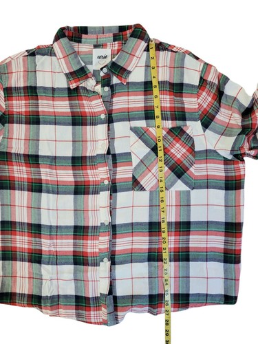 Nueva Camisa Pijama AERIE XXL Franela Cuadros Manga Larga en Muselina Suave para Mujer - Imagen 10 de 13