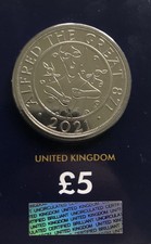 2021 Royal Mint UK - Alfred the Great £5 Brilliant Unc Coin Change Checker - New