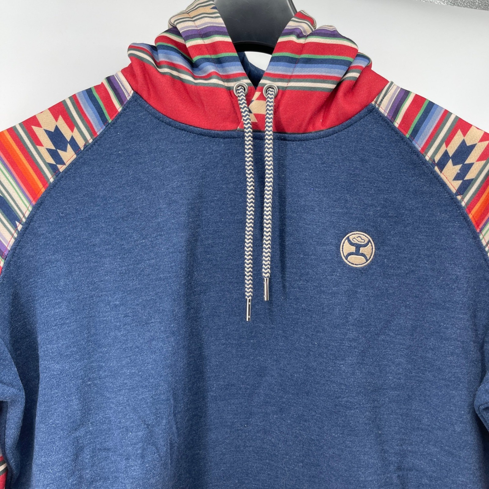 HOOEY Hoodie Sweatshirt XL Taos Heather Navy Southwest Aztec Western Rodeo NEW