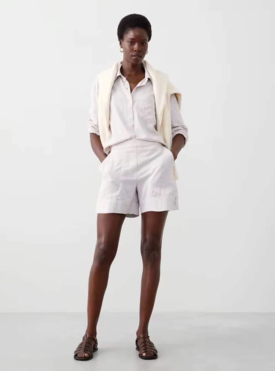 NWT Banana Republic Linen Blend XS Linen Elastic Back Shorts