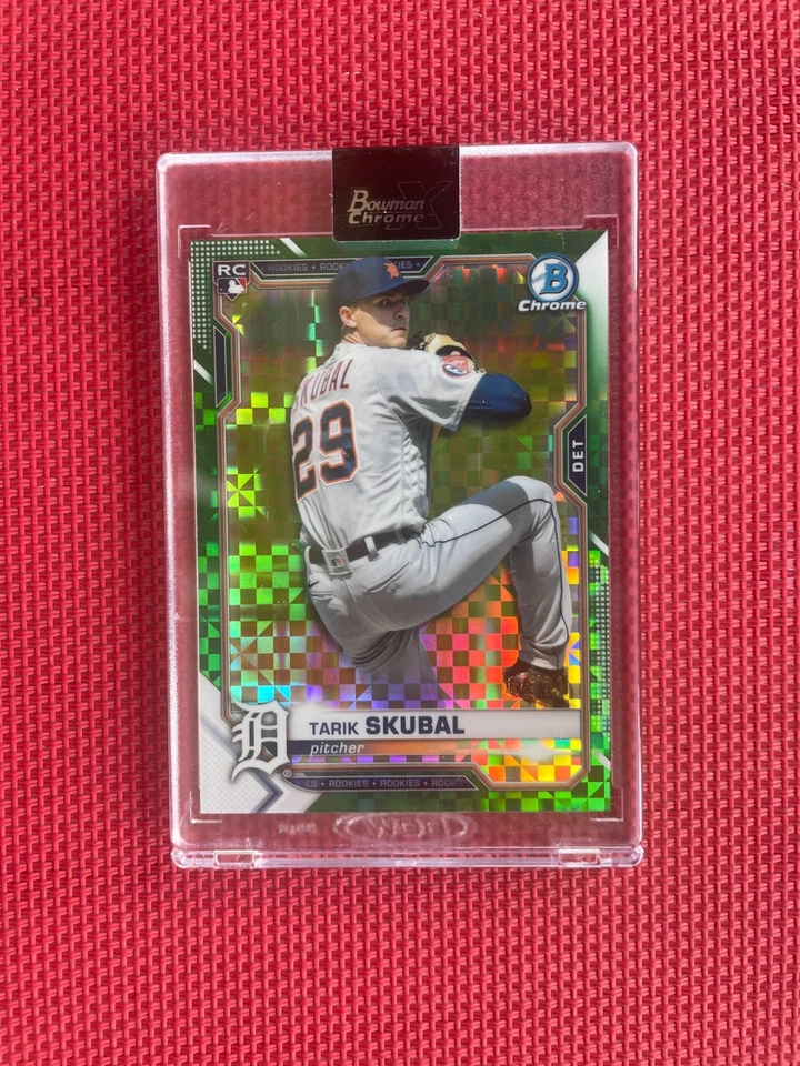 2021 BOWMAN GREEN XFRACTOR REFRACTOR ROOKIE TARIK SKUBAL UNCIRCULATED 4/31 PSA - Image 3 of 4