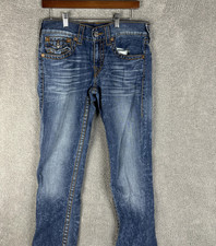True Religion Jeans Mens 30 Blue Straight Big T Red Org Flap Pockets Denim