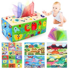 Baby Tissue Box Toy - Montessori Baby Toys for 6-12 Months 1 Year Old Boy Girl