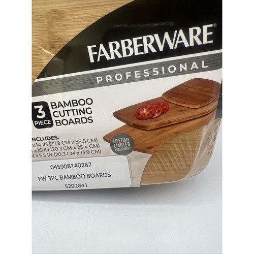 Farberware Professional 3-Pc Bamboo Cutting Board Set for Kitchen Prep - Picture 2 of 7