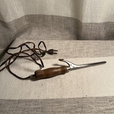 Vintage Curling Iron Wood Handle Small Barrel Electric Socket Plug
