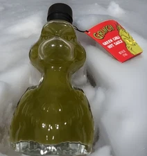 New How The Grinch Shaped Green Chili Hot Sauce Decorative Glass Bottle