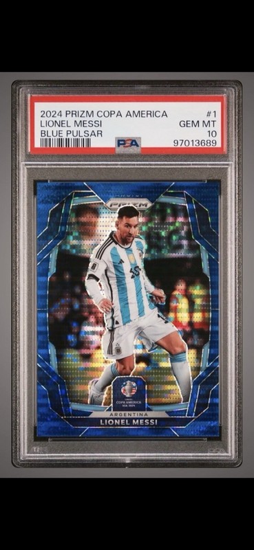 2024 Panini Prizm CONMEBOL Copa America - Lionel Messi #1 Blue Pulsar 49 /75 