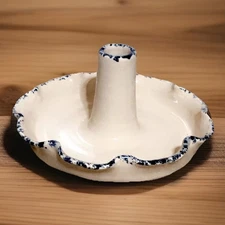 VTG Unique Handmade Pottery Stoneware Candle Holder, Apple/Onion Baker