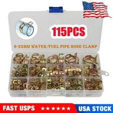 115X Hose Spring Clamps Fastener 6-22mm Fuel Water Line Pipe Air Tube Clips Kit
