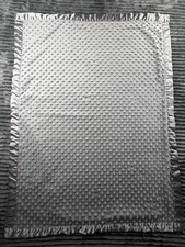 Gray Minky Dot Baby Blanket 30" X 40" Soft Polyester Satin Trim and Backing