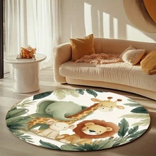 Round Velvet Mat, 850gm² Non-Slip Mat for Living RoomBathroomBedroomCampingPicni