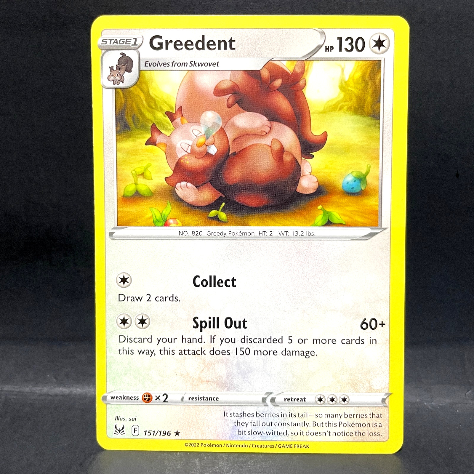 2022 POKEMON LOST ORIGIN GREEDENT 151/196 (RARE)