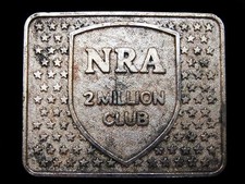 KL13130 VINTAGE 1970s  NRA  2 MILLION CLUB MEMBERS SILVERTONE BELT BUCKLE