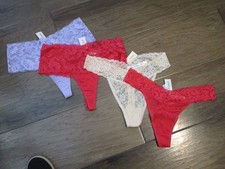 4-PACK SOMA EMBRACEABLE LACE RETRO/THONG PANTIES IN RED/LAVENDER/NUDE SIZE XXL