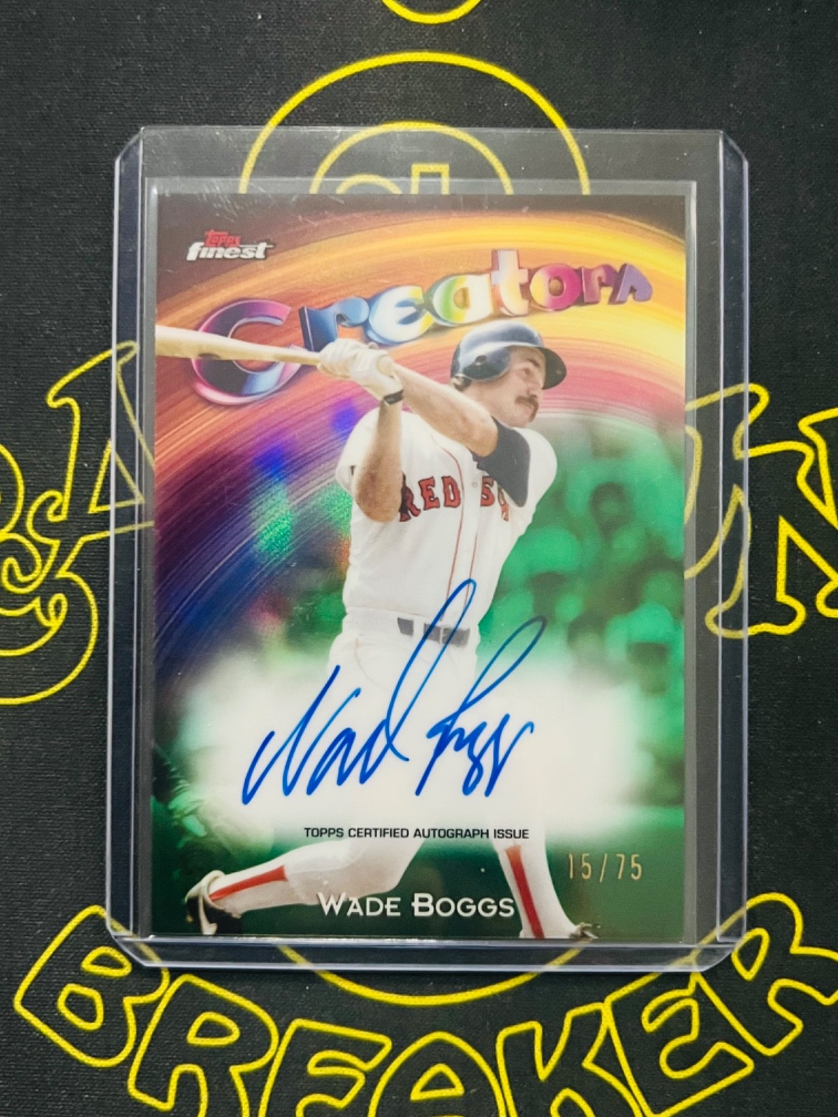 2025 TOPPS FINEST - WADE BOGGS - CREATORS AUTOGRAPH - GREEN - 15/75 - #CAV-WB