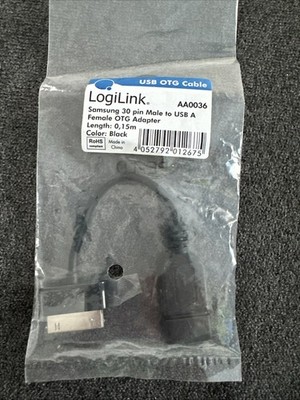 Samsung Tablet to USB OTG Cable 30 pin Male To USB A Female Adapter 0,15m Black