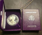 1986-S $1 American Silver Eagle Proof .999 1oz Silver Coin OGP & COA