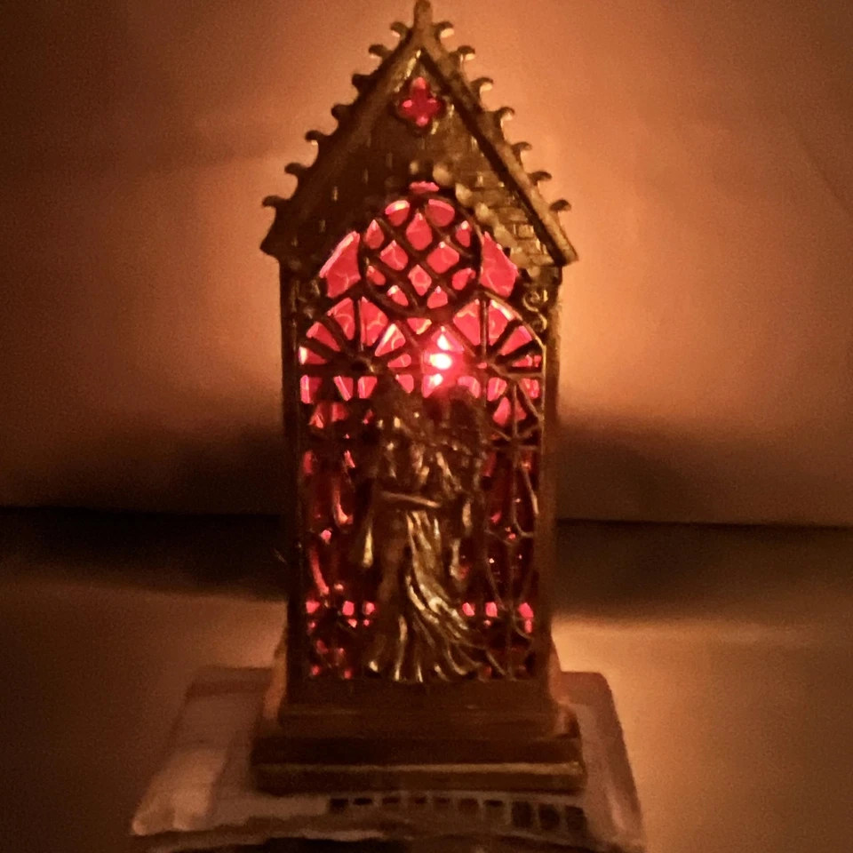 Candelabro votivo ventana catedral ángel vitral tono dorado Navidad Foto 2 de 4