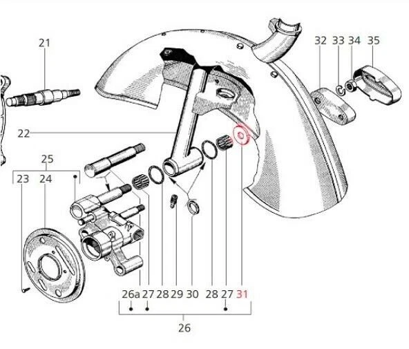 Vespa Smallframe V50, V90, V100, Sport, PV, PK Washer M12 x 34 x3 fork/fork link - image 1 of 1