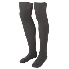 (Dark Gray) Leg Warmers Stocking Cable Knit Warm Leg Tube Warmers
