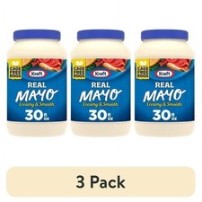 Kraft Real Mayo Creamy Mayonnaise - 3-Pack, 30 fl oz Jars, Keto  Low Carb