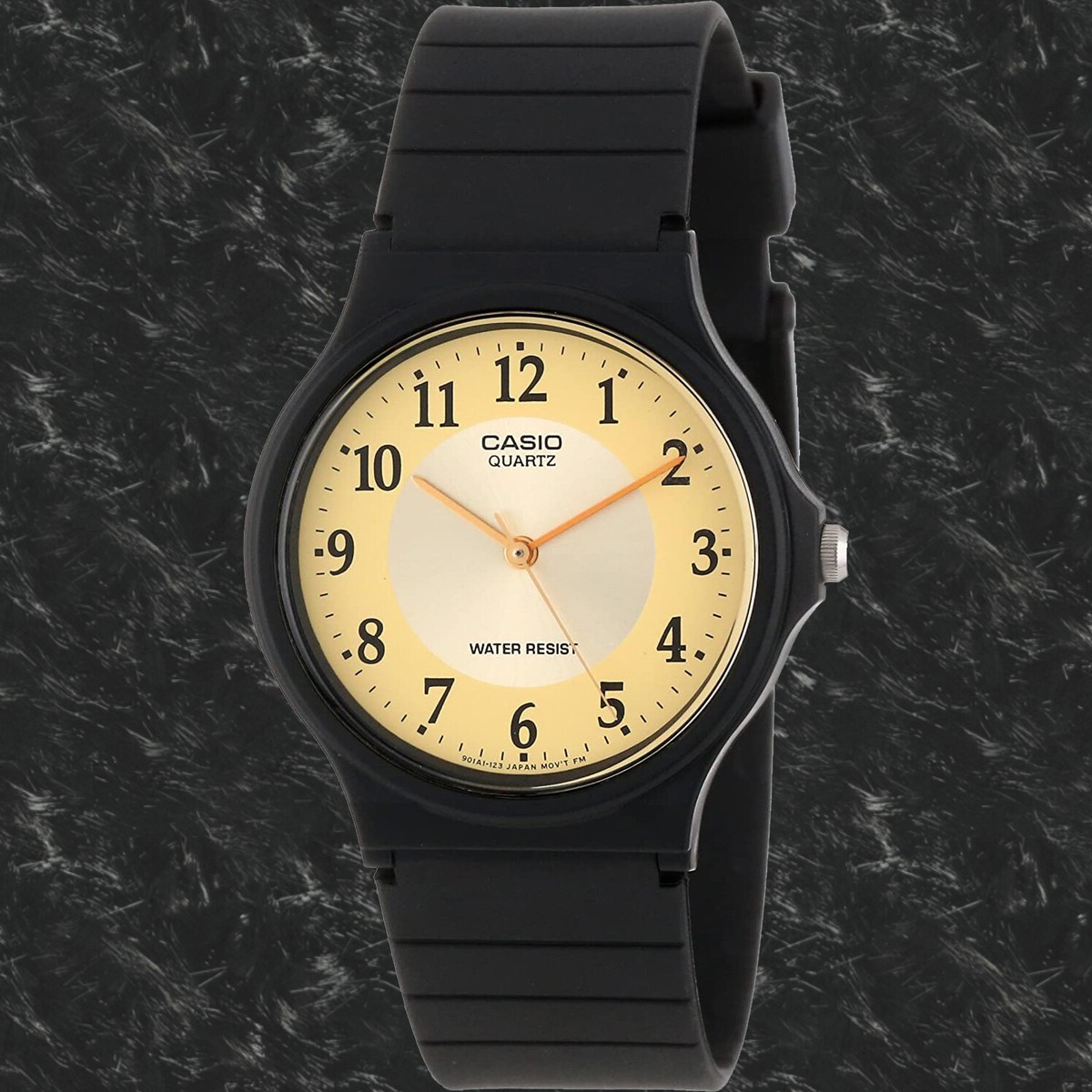 Casio MQ24-9B3 Gold Analog Watch Classic Sport Yellow Resin Band