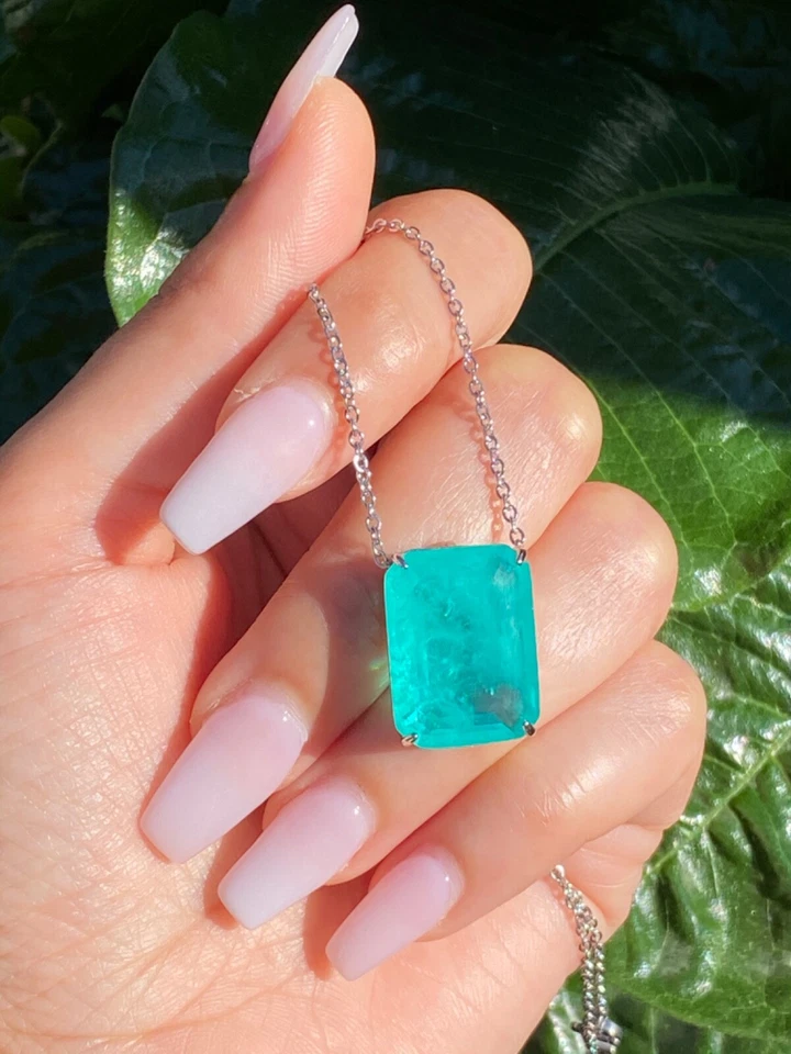 CARIBBEAN TREASURE, GLOWING NATURAL PARAIBA TOURMALINE NECKLACE EXOTIC GEMSTONE - Image 4 of 4