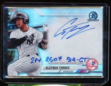 2017 BOWMAN PRIME CHROME SIGNATURES GLEYBER TORRES AUTO INSCRIPTION 66/75 