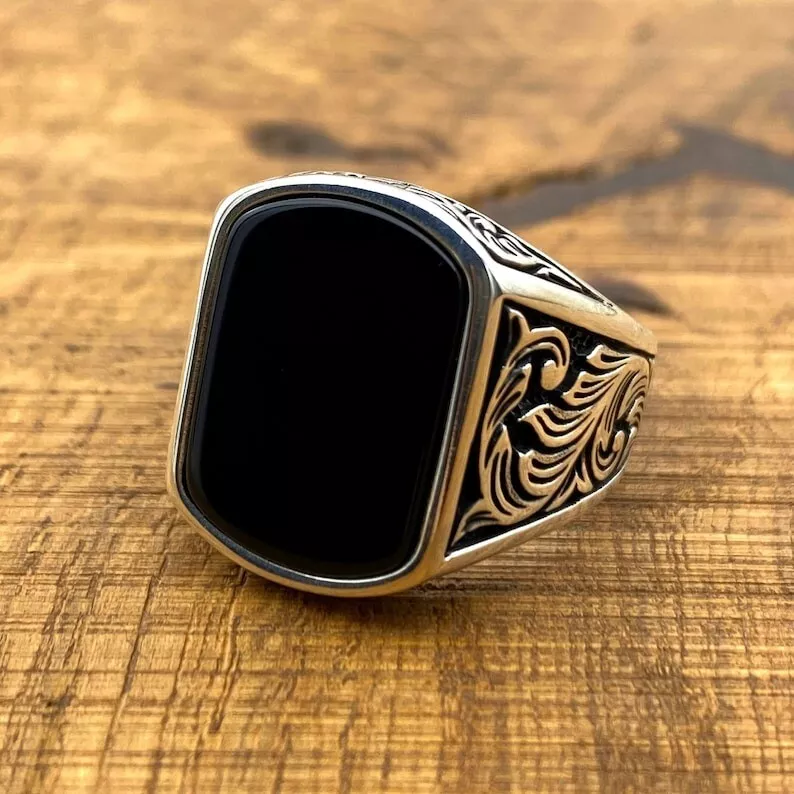 Bague avec onyx noir sale
