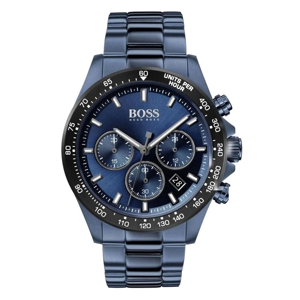 NEW HUGO BOSS 1513758 Hugo Boss Relo MEN'S STAINLESS BLUE STRAP & BLUE DIAL 45MM - Image 2 of 4