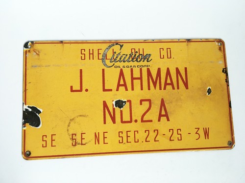 Vtg Antique Shell Oil Company Citation Gas Corp Porcelain Lease Sign Ebay