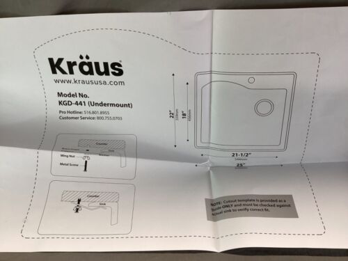 Fregadero Kraus KGD-441 Quarza SOLO HARDWARE DE INSTALACIÓN CAÍDA - Imagen 7 de 8