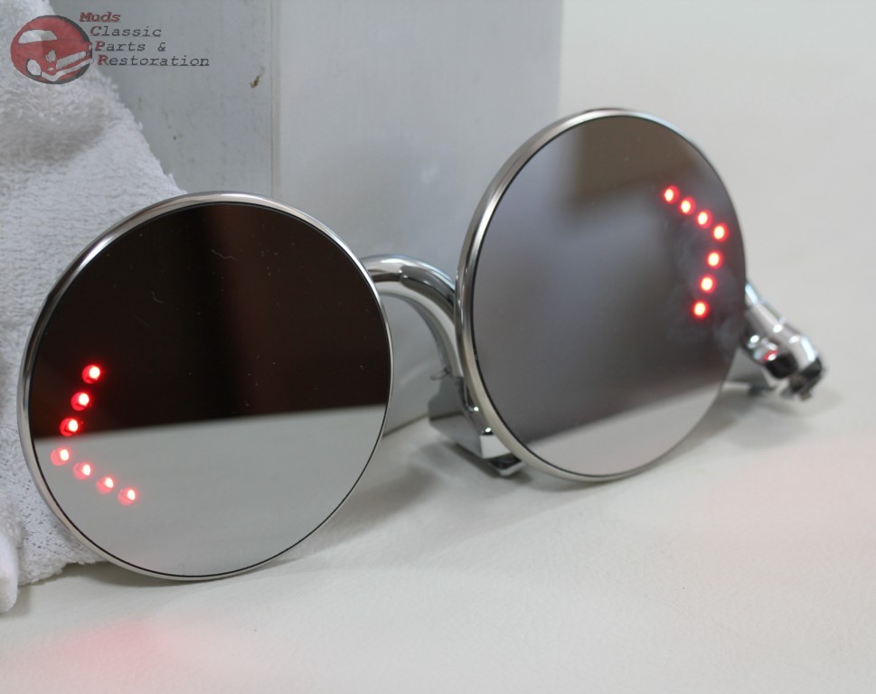 Hot Rat Rod Custom Truck 4" Exterior Peep Mirrors LED Turn Signal Curved Arms