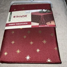 Broyhill Burgundy Fabric Christmas Tablecloth 52“ X 70