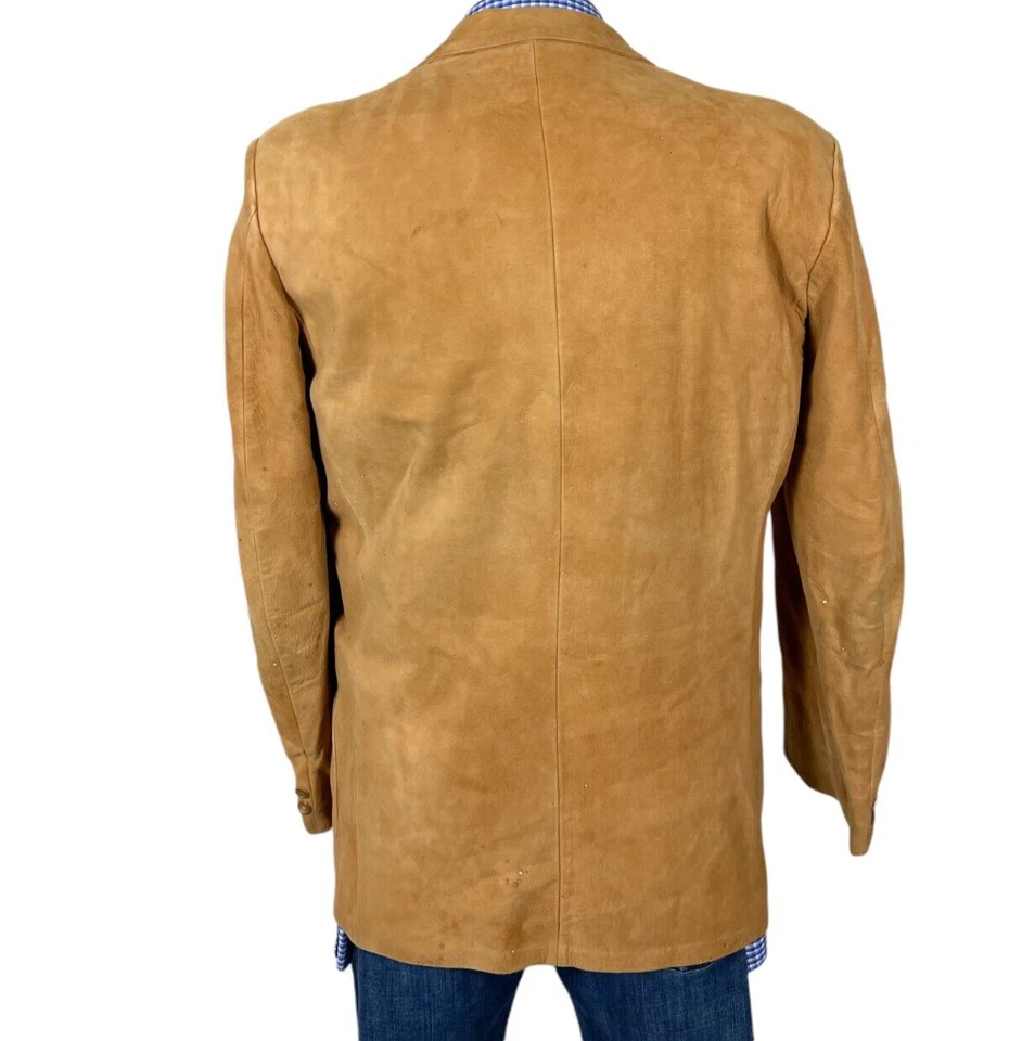 Chaqueta Blazer Scully Cuero 2 Botones Beige Sólido Para Hombre 40R. Foto 4 de 4
