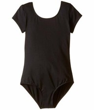  25 Bloch For Dancers Kid's Girls Black Short Sleeve Camisole Leotard Size 8-10