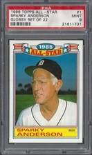 1986 Topps Glossy All Star #1 Sparky Anderson Detroit Tigers PSA 9 Mint 21611731