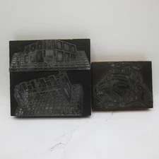 Vintage Printing Plate Block Stamp Wood Advertising Farming Store Lot Of 2