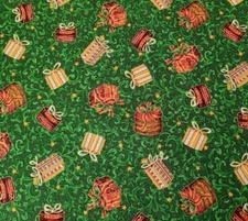 Holiday Dazzle BTY VIP Gold Metallic Green Christmas Presents