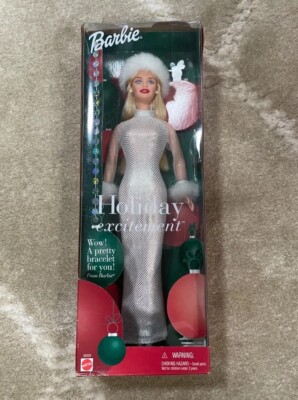 Barbie Christmas Holiday Excitement Blonde 2001 Doll With Bracelet NIB