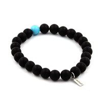 Armband Onyx Matt Schwarz + TüRkis 8 Mm. Hergestellt In Frankreich.