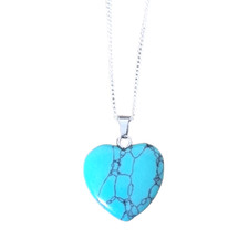 Turquoise Howlite Hart Pendant - 18" Silver Plated Chain