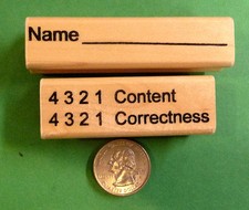 Name and 4 3 2 1 Content/Correctness - 2-Piece Teacher's Rubber Stamp Set