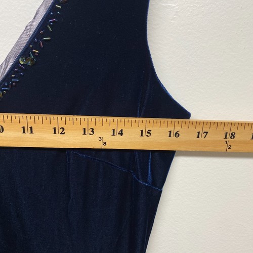 Together Velvet Dress Womens Small Dark Blue Maxi Sleeveless Deep Vneck Y2K - Picture 12 of 14