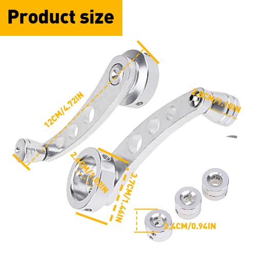 2PCS Car Aluminium Alloy Silver Window Handle Crank Winder Door Rocker Handle - Picture 2 of 9