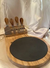New High End Cheeseboard With Magnetic Utensil Holder with Removable Slate Tray