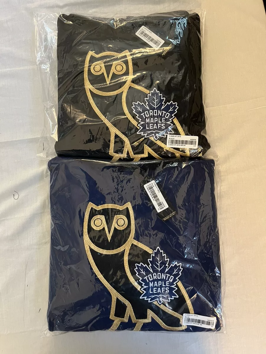 OVO X Toronto Maple Leafs OG Owl Hoodie Black Navy Blue October’s Very Own Drake