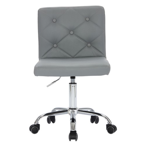 Leather Home Office Chair Armless Swivel Chair Thick Cushion Height Adjustable - Picture 29 of 34