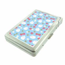 Strawberry Em2 100's Size Cigarette Case with Built in Lighter Metal Wallet